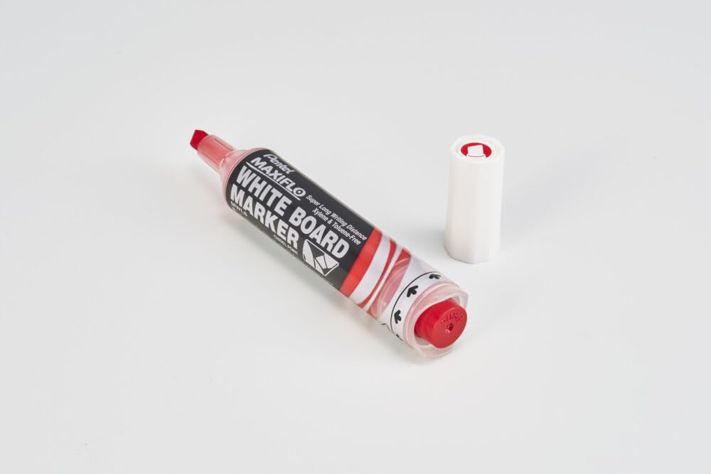 Amazon.com : Pentel Maxiflo Dry Wipe Chisel Tip Marker - Red (Pack